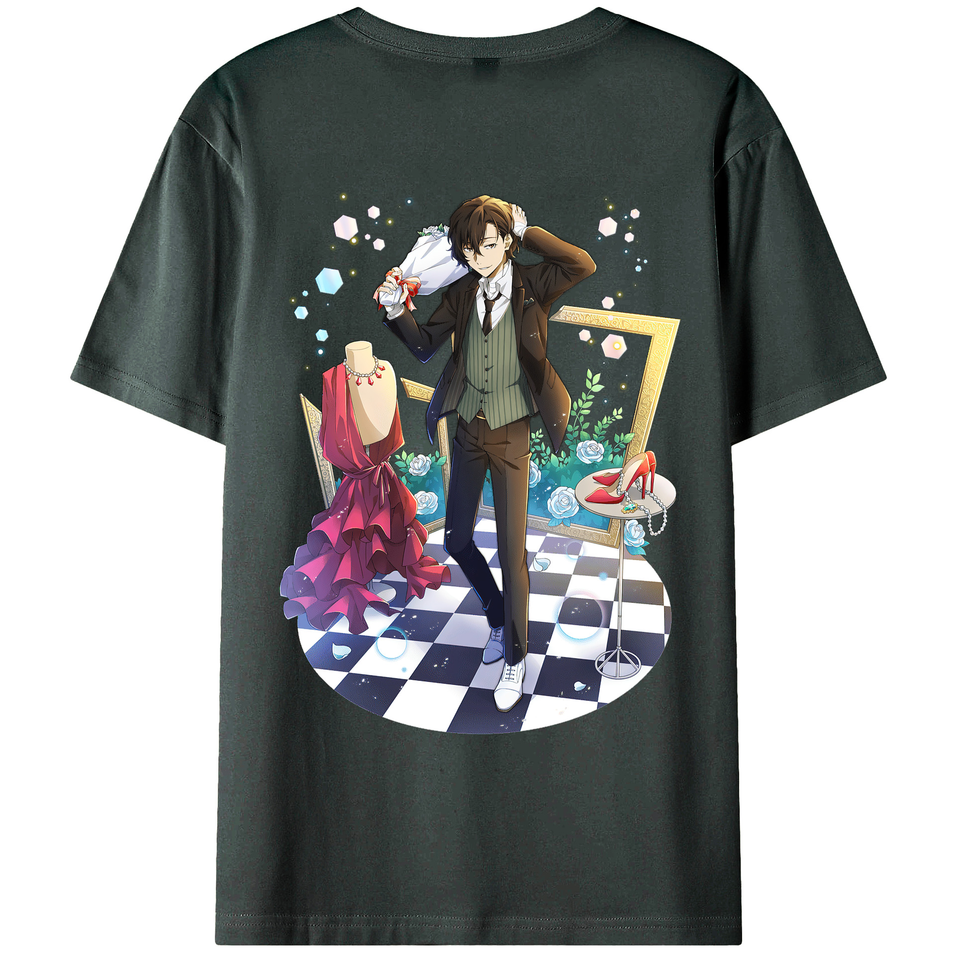 （画像用） 文豪ストレイドッグス Bungo Stray Dogs 綿100％ メンズ半袖Tシャツ（バックプリント） 通気性
